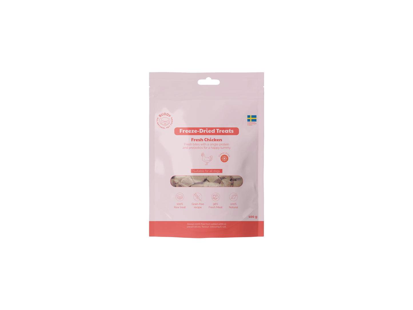 Buddy Frysetørret snacks - Rå Kylling 100 gr.