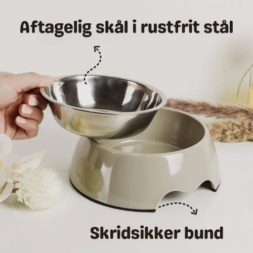 Ne&no® hundeskål 2-pak - rustfrit stål & melamin, skridsikker og tåler opvaskemaskine