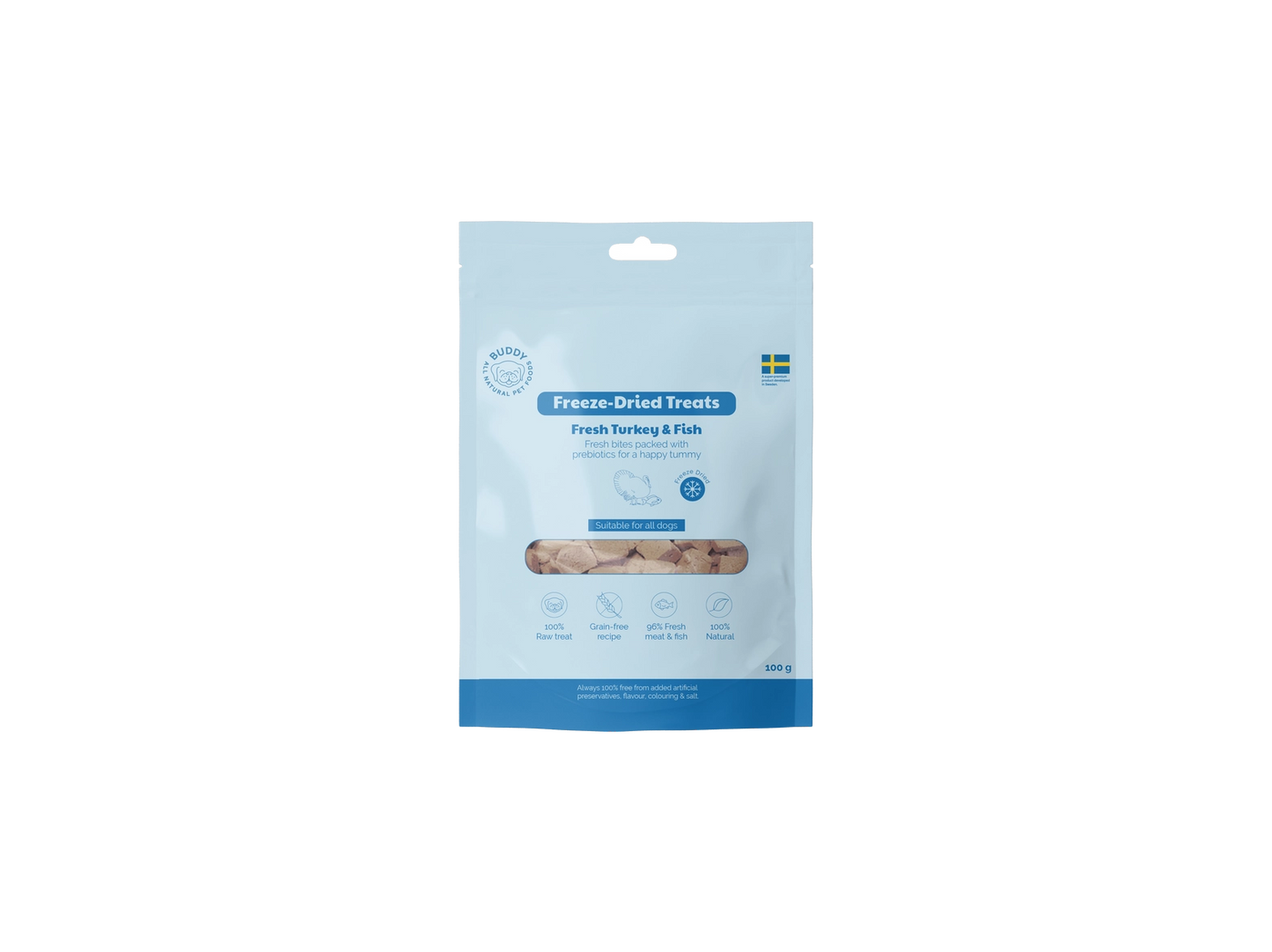 Buddy Frysetørret snacks - Rå Kalkun & Fisk 100 gr.