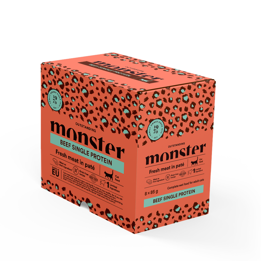 Monster Cat Pouches Adult Beef 85g (8 pack)