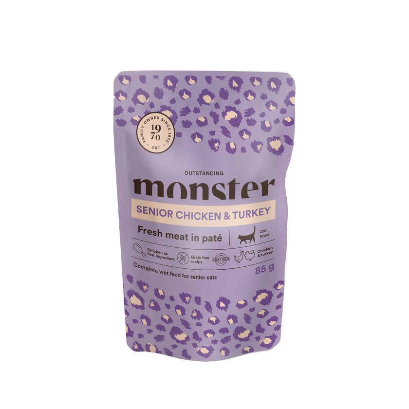 Monster Cat Pouches Senior Chicken & Turkey 85g (8 pack)