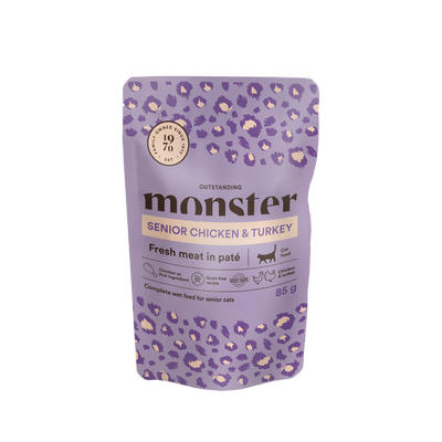 Monster Cat Pouches Senior Chicken & Turkey 85g (8 pack)