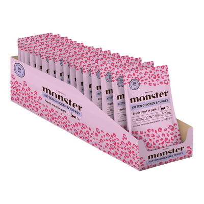 Monster Cat Pouches Kitten Chicken & Turkey 85g (16 pack)