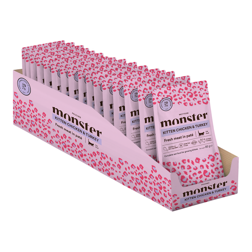 Monster Cat Pouches Kitten Chicken & Turkey 85g (8 pack)
