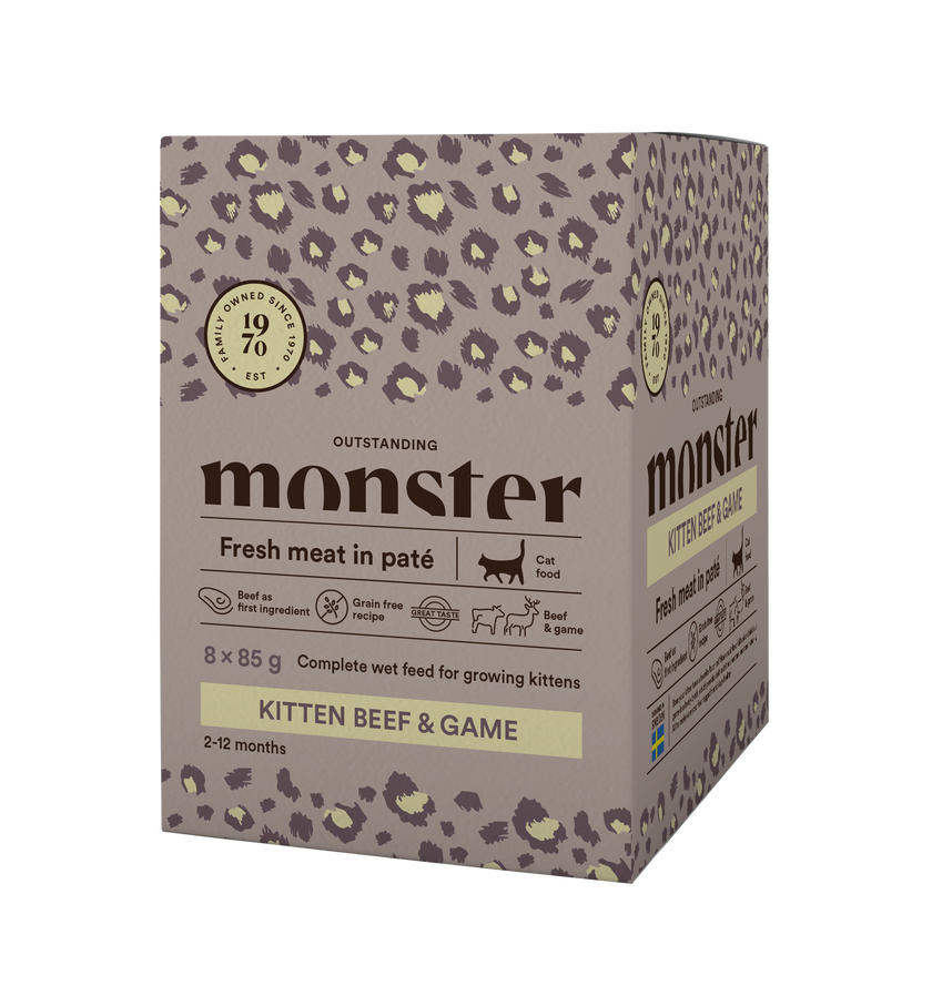Monster Cat Pouches Kitten Beef/Game 85g (8 pack)