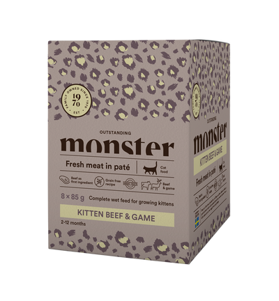 Monster Cat Pouches Kitten Beef/Game 85g (8 pack)