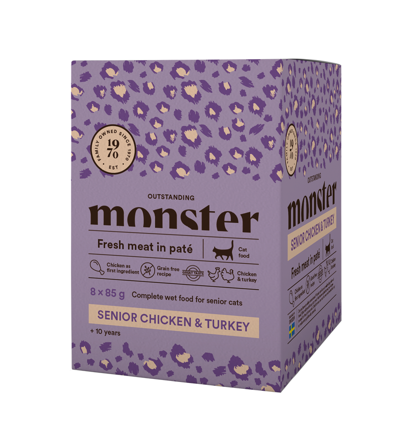 Monster Cat Pouches Senior Chicken & Turkey 85g (8 pack)