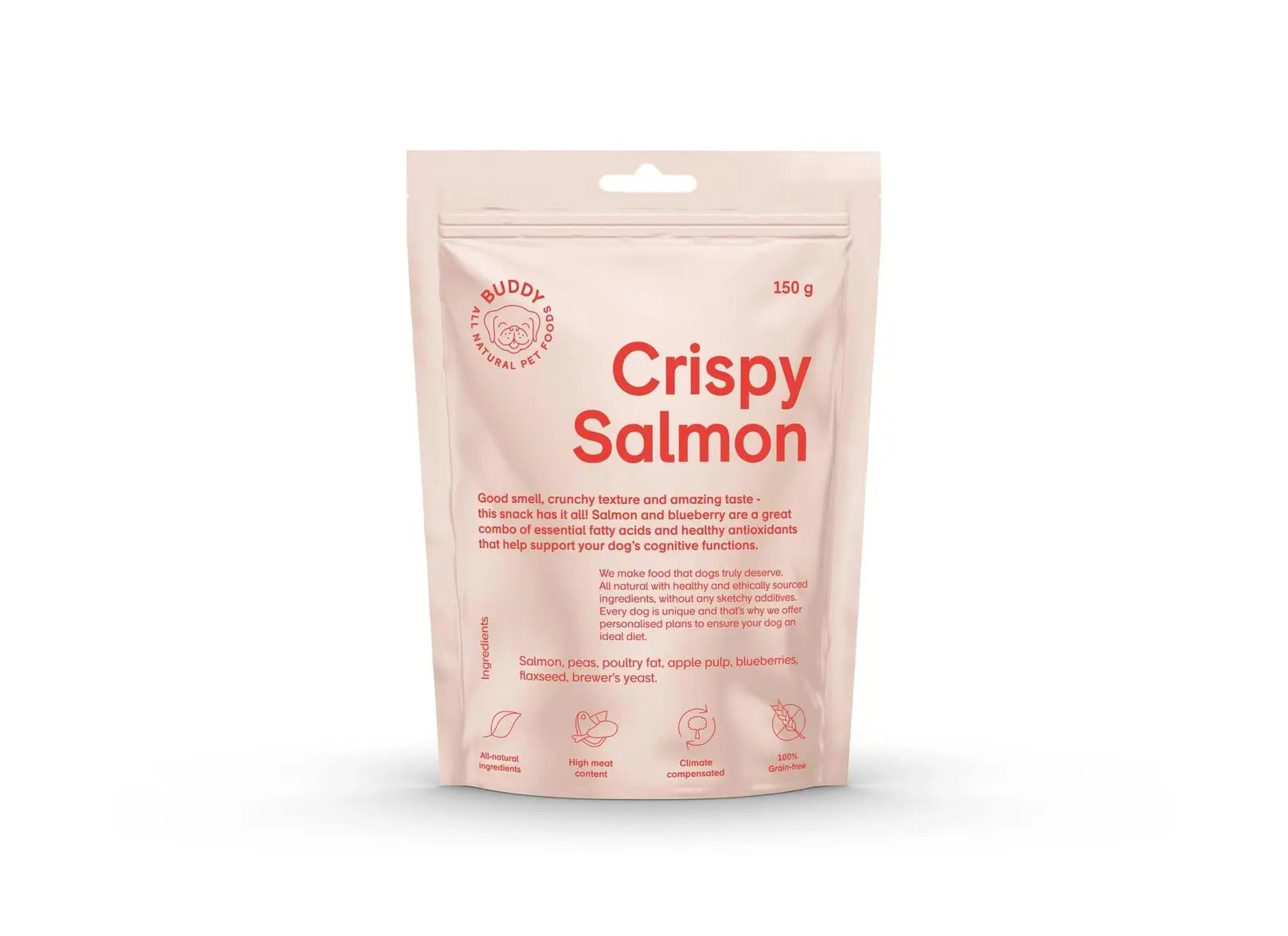 Buddy Crunchy Snack - Laks med blåbær 150 g - Dapple