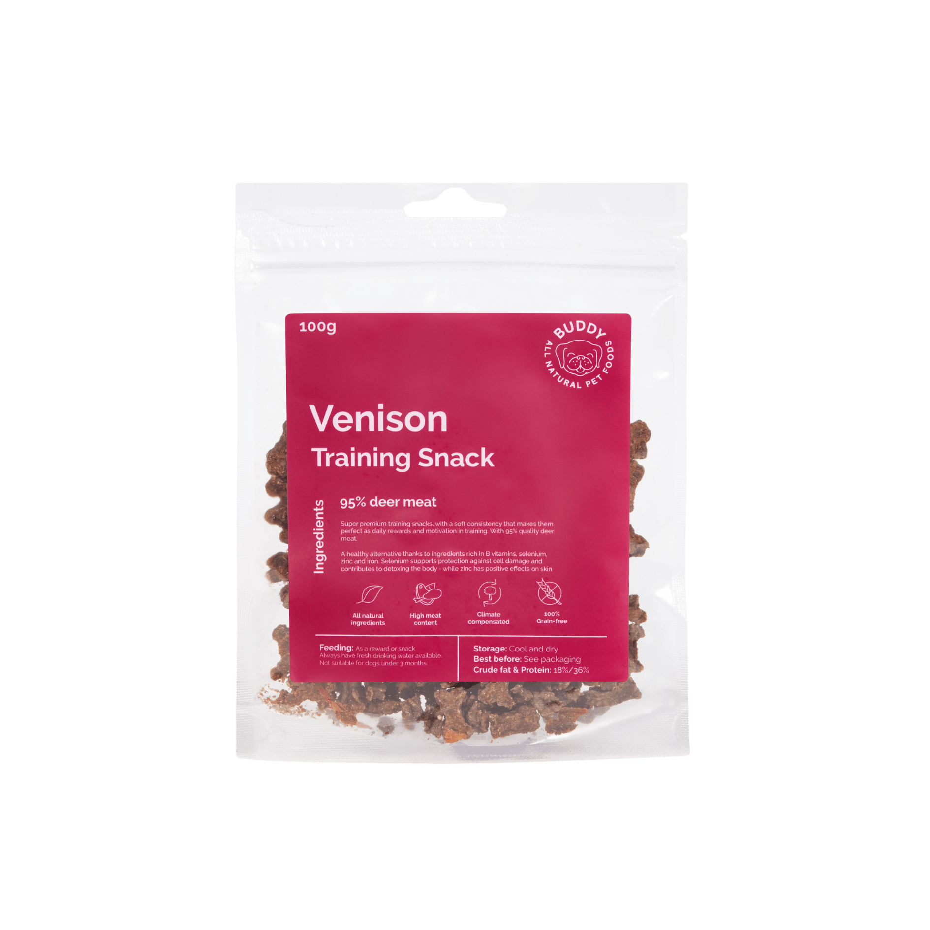 Buddy Træningsgodbidder - Hjort 100g - Dapple