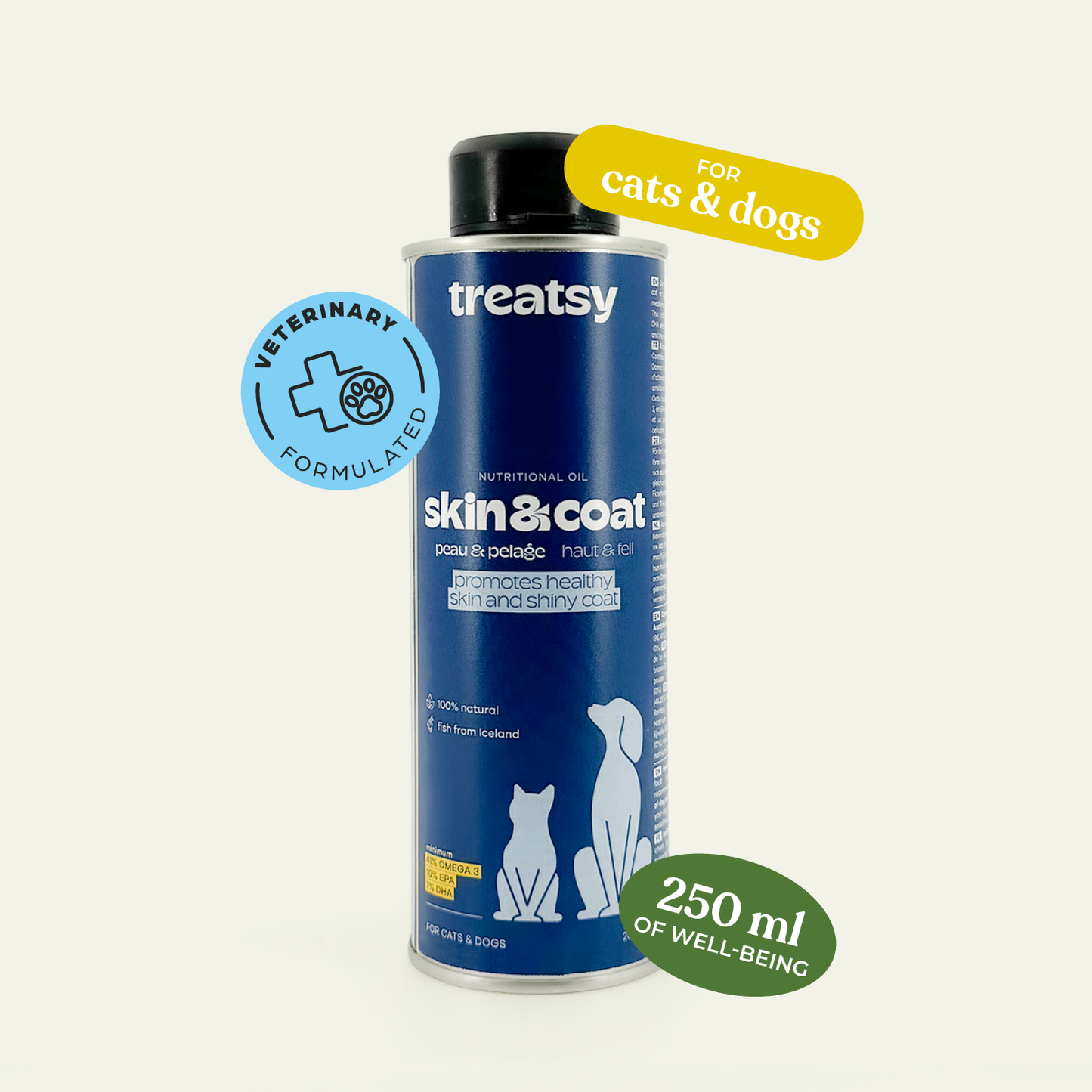 Treatsy Skin & Coat - Naturlig omega-olie (250 ml)