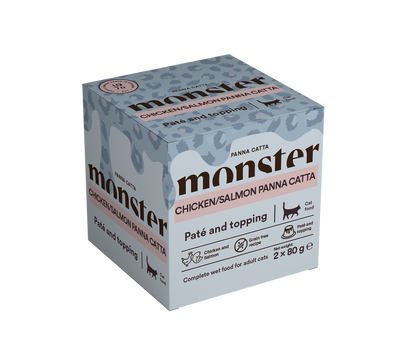 Monster Cat Paté Panna Catta Chicken & Salmon 2-pack 80g (12 pcs)