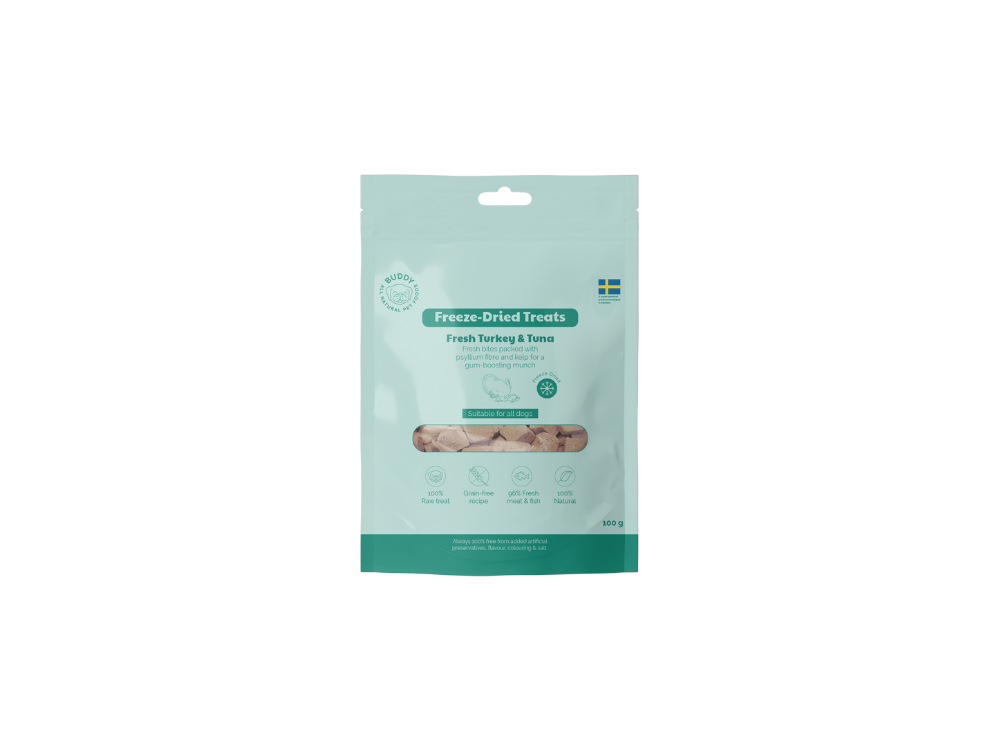 Buddy Frysetørret snacks - Rå Kalkun & Tun 100 gr.